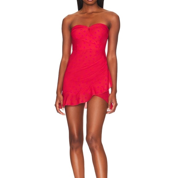 More To Come Dresses & Skirts - More To Come REVOLVE Red Pink Hearts MARCINE Red Strapless Dress NWT Cocktail